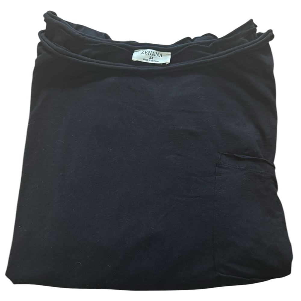 Zenana Lot of 3 Women's New 2x Leggings & 2 Oversized 100% Cotton Pocket Tees 2x - Picture 4 of 6